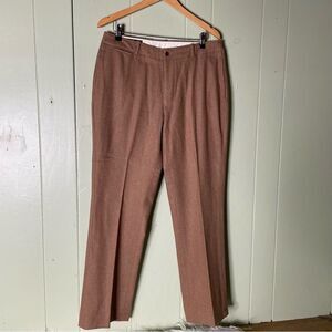 VINTAGE Polo Ralph Lauren Dress Pant Men 34x31 Brown Wool Tweed Pleated Trousers